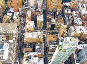 aerial view of New York City buildings
