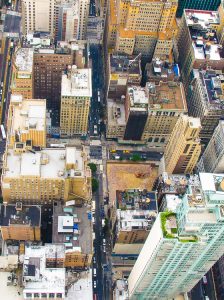 aerial view of New York City buildings