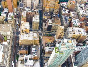 aerial view of New York City buildings