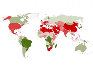 world map of ecological deficits and reserves by country