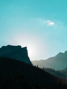 mountains with sunshine