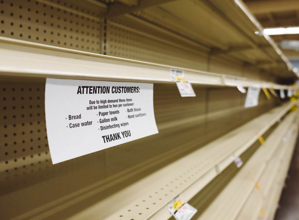 empty grocery store shelves
