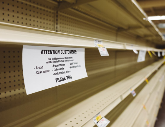 empty grocery store shelves