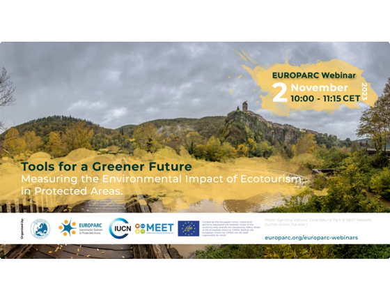 image of hillside with trees with name of webinar and partner logos